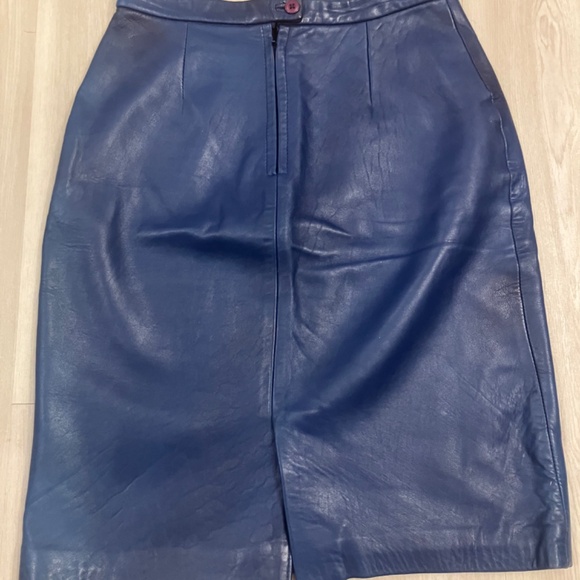 Blue Leather Skirt - Picture 3 of 8